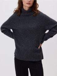 Wełniany sweter z kaszmirem - ciemnoszary. Szare swetry Reserved, l, bez wzorów, z dzianiny, bez ramiączek. Za 299.99 zł.
