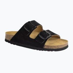 Klapki damskie Scholl Josephine Suede. Czarne klapki Scholl, bez wzorów, z materiału, eleganckie, bez obcasa, bez zapięcia. Za 279.99 zł.
