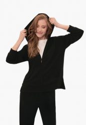 Bluza z kapturem B-FLORENCE. Czarne bluzy Volcano, s, bez wzorów, z elastanu, bez ramiączek, z kapturem. Za 179.99 zł.