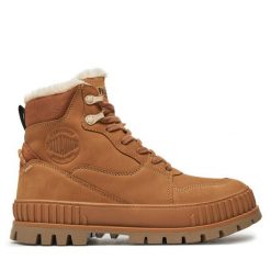 Trapery Palladium. Brązowe traperki Palladium, bez wzorów, bez obcasa, bez zapięcia. Za 779.99 zł.