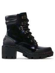 Tory Burch Botki Lug Sole Hiker Ankle Boot 85304 Czarny. Czarne botki Tory Burch, bez wzorów, ze skóry, bez obcasa, na słupku, bez zapięcia. Za 1,239.00 zł.