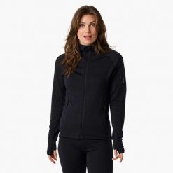 Bluza turystyka damska Swedemount Ultra Light Tech Midlayer Hood szybkoschnąca. Czarne bluzy SWEDEMOUNT, bez wzorów, bez ramiączek, bez kaptura. Za 222.00 zł.