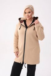 Beżowa bluza z kapturem Flora PLUS SIZE XXL OVERSIZE. Brązowe bluzy Moda Size Plus Iwanek, na jesień, m, bez wzorów, z bawełny, biznesowe, bez ramiączek, z kapturem. W wyprzedaży za 235.90 zł.