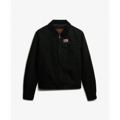 Kurtka damska Superdry Ranch. Czarne kurtki Superdry, l, bez wzorów, prążkowane, eleganckie, bez kaptura. Za 467.30 zł.