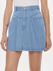 Tommy Jeans Spódnica jeansowa Chambray DW0DW17440 Niebieski Regular Fit. Niebieskie spódnice Tommy Jeans, s, bez wzorów, z bawełny, mini. Za 219.99 zł.