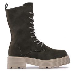 Trzewiki Jenny Fairy. Zielone botki Jenny Fairy, bez wzorów, bez obcasa, na płaskiej podeszwie, bez zapięcia. Za 139.99 zł.