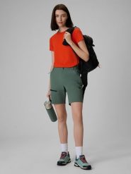 4F Spodenki trekkingowe szybkoschnące damskie - khaki XL. Brązowe szorty 4f, bez wzorów, z materiału, wizytowe. Za 199.99 zł.