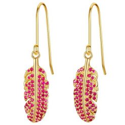 Glanzstücke München Ohrhänger Feder aus Sterling Silber in Gelbgold mit Zirkonia z w Damen Ohrringe Feder Sterling Silber Kolczyki 1 ct Damski. Czerwone kolczyki Glanzstücke München, z cyrkonią, pozłacane. Za 219.99 zł.