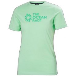 Koszulka damska Helly Hansen Ocean Race. Zielone t-shirty sportowe Helly Hansen, bez wzorów, bez ramiączek, narciarskie. Za 215.00 zł.