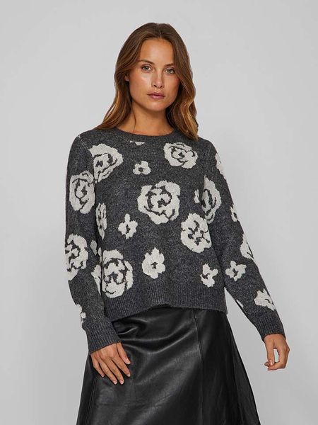 Vila Sweter w kolorze antracytowo-białym rozmiar: S. Białe swetry Vila, s, bez wzorów, ze splotem, bez ramiączek. Za 70.08 zł.