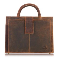 Teczka skórzana vintage PAOLO PERUZZI T-94-HBR brązowa. Brązowe aktówki PAOLO PERUZZI, bez wzorów, ze skóry, na ramię, duże. Za 369.99 zł.
