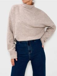 Golf basic - beżowy. Brązowe swetry Sinsay, l, bez wzorów, bez ramiączek. Za 59.99 zł.