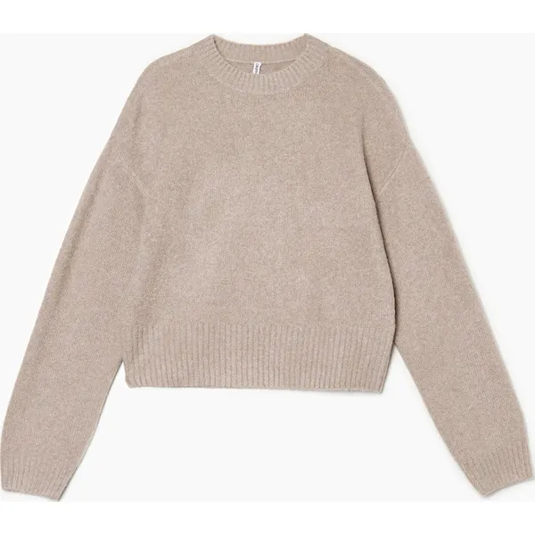 Sweter oversize - Kremowy. Białe swetry Cropp, l, bez wzorów, z dzianiny, bez ramiączek. W wyprzedaży za 49.99 zł.
