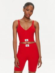 Calvin Klein Jeans Top Label J20J223152 Czerwony Slim Fit. Czerwone topy Calvin Klein Jeans, xl, bez wzorów, z jeansu, bez kołnierzyka, bez ramiączek. Za 289.99 zł.