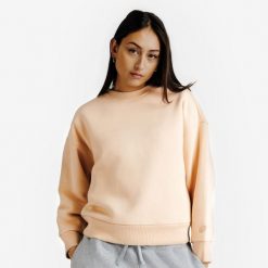 Bluza damska Elementals okrągły dekolt. Brązowe bluzy Decathlon, s, bez wzorów, z bawełny, bez ramiączek, bez kaptura. Za 159.99 zł.