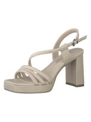 Marco Tozzi Sandały w kolorze beżowym rozmiar: 37. Brązowe sandały Marco Tozzi, bez wzorów, z otwartym noskiem, bez obcasa, na koturnie, bez zapięcia. Za 159.95 zł.