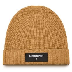 Czapka Patrizia Pepe. Brązowe czapki zimowe Patrizia Pepe, bez wzorów. Za 399.99 zł.