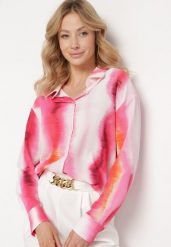 Biało-Fuksjowa Koszula z Wzorem Tie-Dye Aranepia. Czerwone koszule Born2be, l, bez wzorów, bez kołnierzyka, bez ramiączek. W wyprzedaży za 93.49 zł.