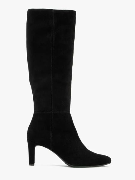 Czarne kozaki na szpilce. Czarne kozaki Ryłko, bez wzorów, ze skóry, eleganckie, bez obcasa, na szpilce, bez zapięcia. Za 629.99 zł.