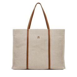 Torebka Tommy Hilfiger. Brązowe shopper bag Tommy Hilfiger, bez wzorów, bez dodatków. Za 429.99 zł.
