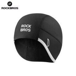 Czapka rowerowa do biegania sportowa pod kask ROCKBROS 18250007001 Termoaktywna. Czarne czapki zimowe ROCKBROS, bez wzorów, z materiału, sportowe. Za 35.99 zł.