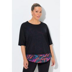 Damskie Koszulka funkcyjna dwuwarstwowa okrągły dekolt rękawy 3/4. Czarne t-shirty sportowe Ulla Popken, plus size, bez wzorów, z elastanu, bez ramiączek. Za 239.99 zł.