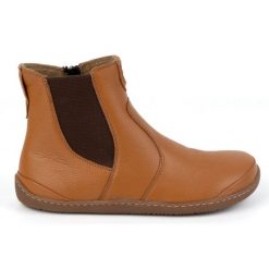 Olivier Damskie buty barefoot sztyblety z zamkiem ocieplane 1263 rude pomarańczowe. Brązowe botki bez wzorów, ze skóry, biznesowe, bez obcasa, bez zapięcia. Za 529.52 zł.