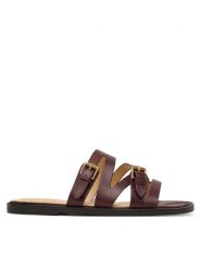 Guess Klapki FLJGRY LEA03 Bordowy. Czerwone klapki Guess, z aplikacjami, ze skóry, bez obcasa, bez zapięcia. Za 549.99 zł.