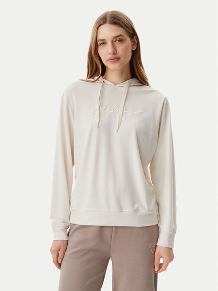 Guess Bluza O5GQ00 KCQP2 Écru Regular Fit. Bluzy Guess, l, z aplikacjami, z syntetyku, bez ramiączek, bez kaptura. Za 139.99 zł.