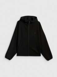 4F Bluza dresowa regular z kapturem damska - czarna XS. Czarne bluzy 4f, xs, bez wzorów, z dresówki, klasyczne, bez ramiączek, z kapturem. Za 199.99 zł.