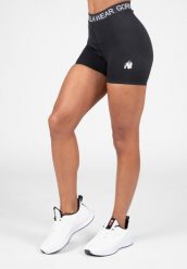 Szorty damskie Gorilla Wear Colby. Czarne szorty sportowe GORILLA WEAR, bez wzorów, z elastanu, na fitness i siłownię. Za 193.60 zł.