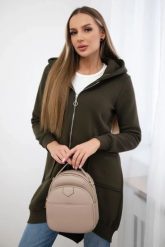 Bluza ocieplana z suwakiem z tyłu khaki. Brązowe bluzy KESI, l, bez wzorów, z bawełny, bez ramiączek, bez kaptura. Za 258.24 zł.
