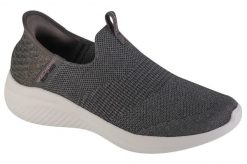Buty sportowe Sneakersy damskie, Slip-Ins Ultra Flex 3.0 Smooth Step. Szare buty treningowe Skechers, bez wzorów, z jersey, przed kostkę, bez zapięcia, trekkingowe. Za 329.99 zł.