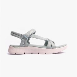 Sandały damskie SKECHERS Go Walk Flex Sandal Sublime. Niebieskie sandały Skechers, bez wzorów, bez obcasa, bez zapięcia. Za 209.99 zł.