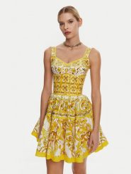 Dolce&Gabbana Top F7W98T HH5EA Żółty Regular Fit. Żółte topy Dolce&Gabbana, bez wzorów, z syntetyku, bez kołnierzyka, bez ramiączek. Za 3,869.00 zł.