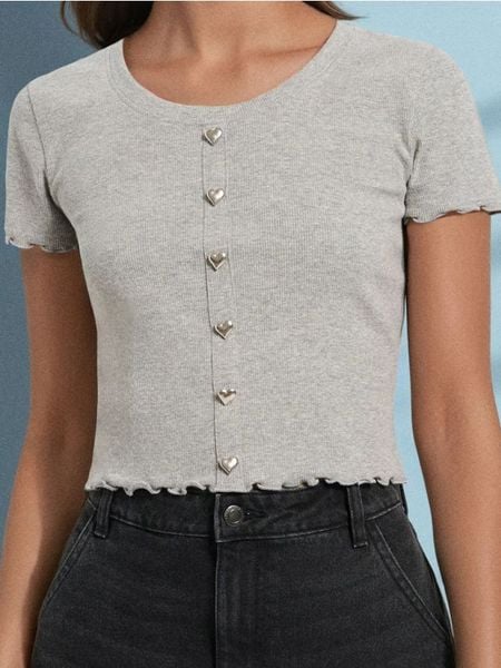 Bluzka - szary. Szare bluzki Sinsay, l, bez wzorów, bez kołnierzyka, bez ramiączek. Za 19.99 zł.