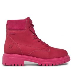 Trapery Tamaris. Czerwone traperki Tamaris, bez wzorów, bez obcasa, bez zapięcia. Za 619.99 zł.