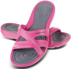 Klapki basenowe damskie PANAMA. Czerwone klapki Aqua-Speed, bez wzorów, z materiału, bez obcasa, bez zapięcia. Za 49.00 zł.