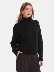 Elisabetta Franchi Golf MK-55T-57E2-V420 Czarny Regular Fit. Czarne swetry Elisabetta Franchi, bez wzorów, z wełny, bez ramiączek. Za 1,799.00 zł.