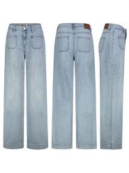 Sublevel Dżinsy - Comfort fit - w kolorze błękitnym rozmiar: XS. Niebieskie jeansy Sublevel, xs, z aplikacjami, z bawełny, z podwyższonym stanem. Za 122.96 zł.