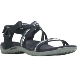 Sandały Turystyczne Lifestyle Damskie Merrell Terran 3 Cush Lattice. Czarne sandały Merrell, bez wzorów, sportowe, bez obcasa, bez zapięcia. Za 259.99 zł.