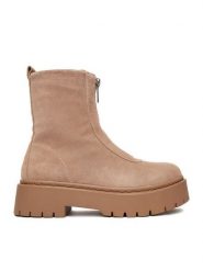 DeeZee Botki 13123-13 Beżowy. Brązowe botki DeeZee, bez wzorów, ze skóry, bez obcasa, na płaskiej podeszwie, bez zapięcia. Za 319.99 zł.