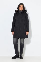 Damskie Kurtka funkcyjna HYPRAR wodoodporna kaptur. Czarne kurtki Ulla Popken, plus size, bez wzorów, z materiału, z kapturem. Za 639.99 zł.