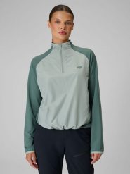 4F Bluza trekkingowa regular szybkoschnąca damska - turkusowa XS. Niebieskie bluzy bez kaptura 4f, l, bez wzorów, z materiału, bez kaptura, trekkingowe. Za 199.99 zł.
