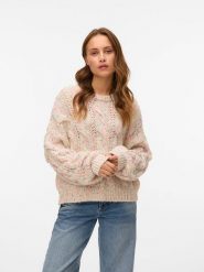 Vero Moda Sweter w kolorze beżowym rozmiar: XL. Brązowe swetry Vero Moda, xl, bez wzorów, z wełny, bez ramiączek. Za 157.73 zł.