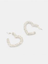 Kolczyki w kształcie serca - srebrny. Szare kolczyki Sinsay, srebrne. Za 9.99 zł.