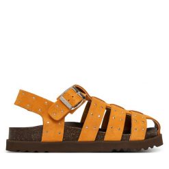 Sandały Scholl. Brązowe sandały Scholl, bez wzorów, bez obcasa, na płaskiej podeszwie, bez zapięcia. Za 547.99 zł.