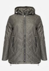 Zielona Przejściowa Pikowana Kurtka z Odpinanym Kapturem Nevistta. Zielone kurtki Born2be, plus size, bez wzorów, z jeansu, biznesowe. Za 149.99 zł.