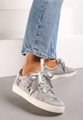 Szare Sneakersy Turn To Left. Szare buty sportowe lifestyle Renee, bez wzorów, casualowe, bez zapięcia. W wyprzedaży za 39.99 zł.