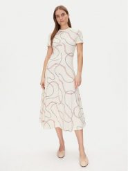 Tommy Hilfiger Sukienka codzienna Modern F&F Midi Dress WW0WW44547 Biały Regular Fit. Białe sukienki Tommy Hilfiger, na co dzień, s, bez wzorów, z bawełny, bez kołnierzyka, bez ramiączek, midi, proste. Za 459.99 zł.